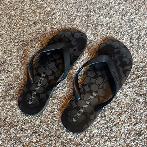 Coach Signature Black Sandals
